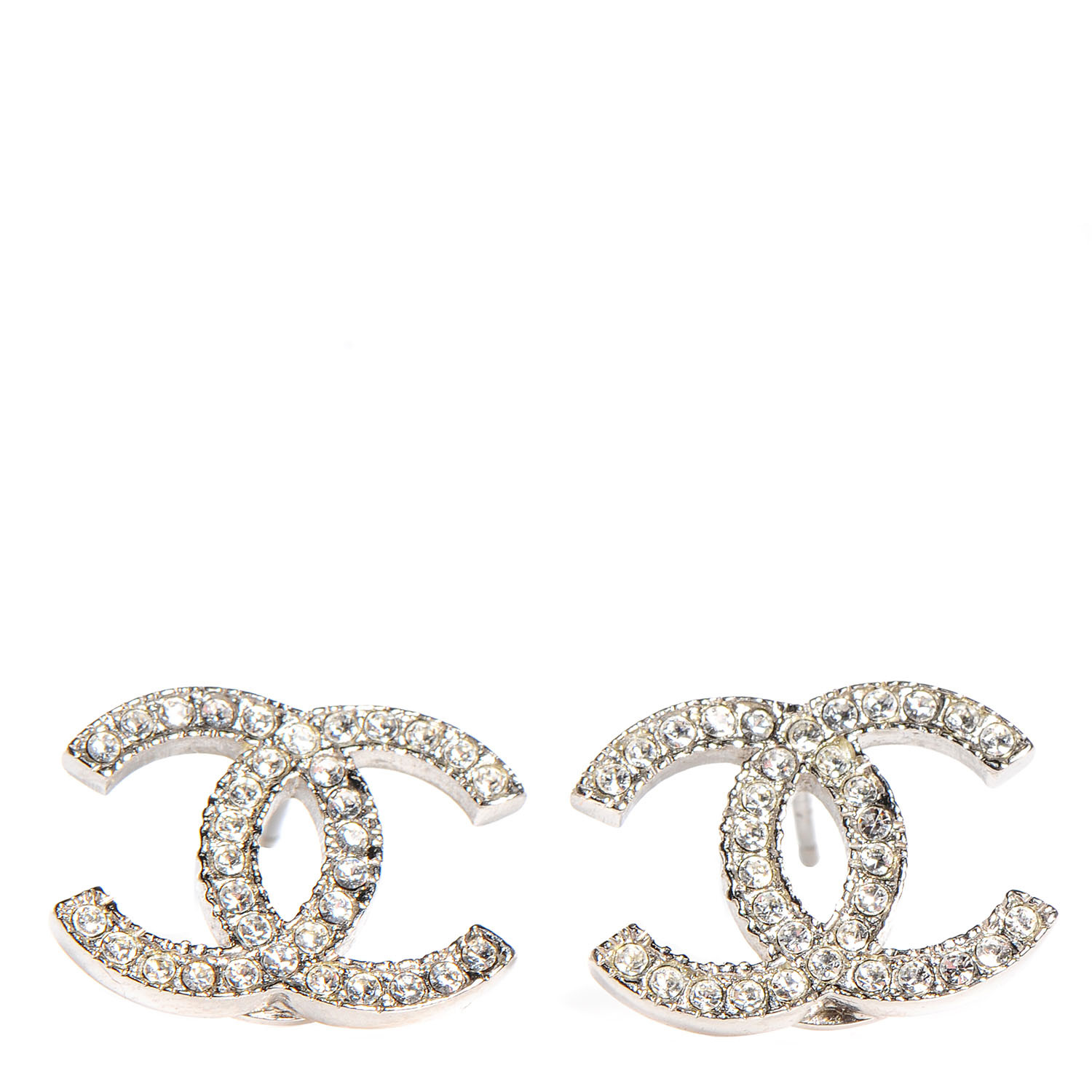 Chanel Earrings Cc
 CHANEL Crystal CC Earrings Silver