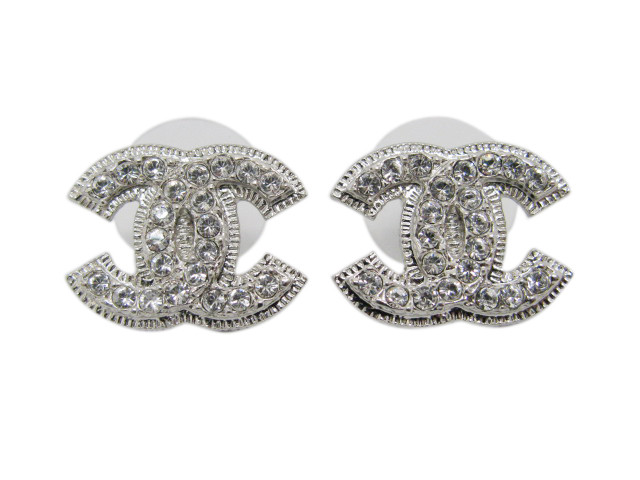 Chanel Earrings Cc
 Chanel Double CC Logo Crystal Stud Earrings A