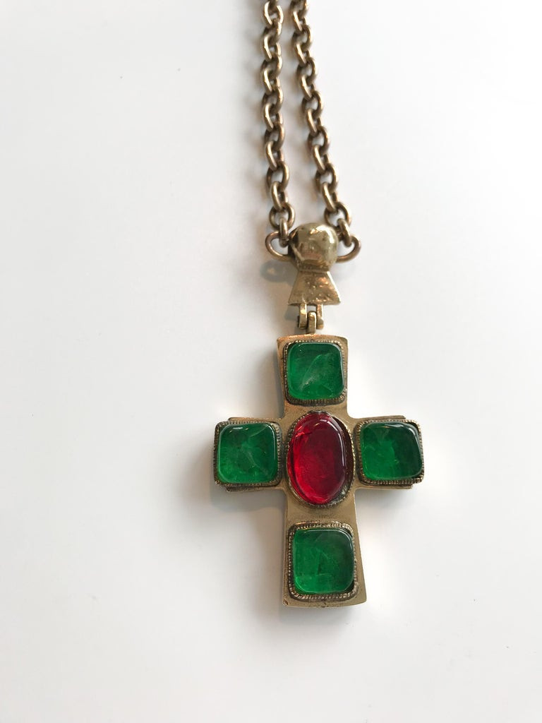 Chanel Pendant Necklace
 1950s Chanel by Goosens Byzantine Cross Pendant Necklace