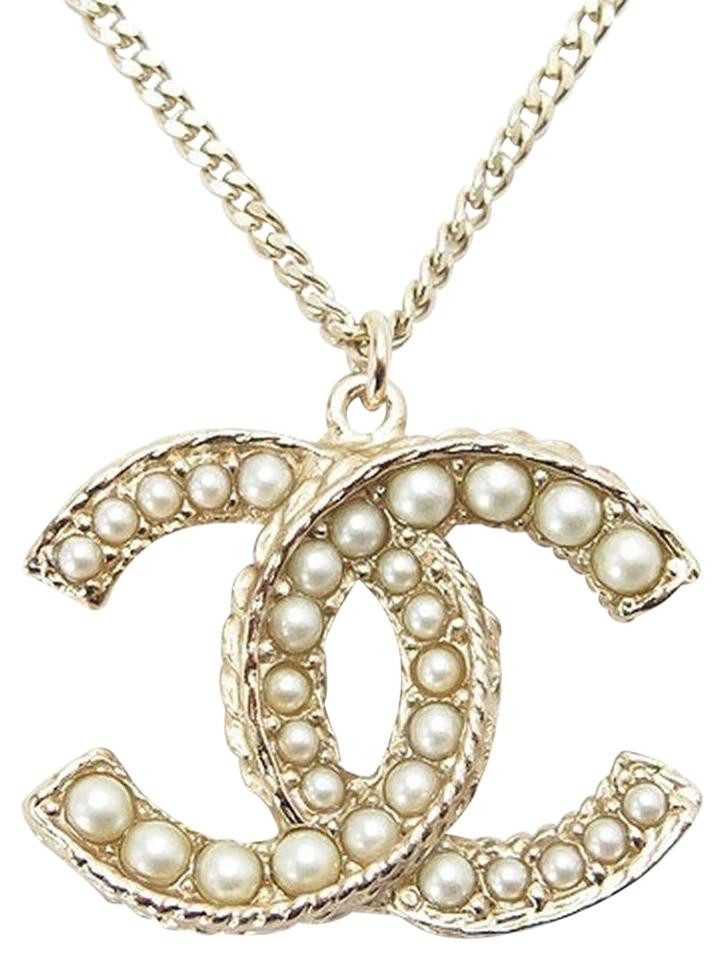 Chanel Pendant Necklace
 Chanel Necklace Pendant CC Logo Pearl Pearls Seed Classic
