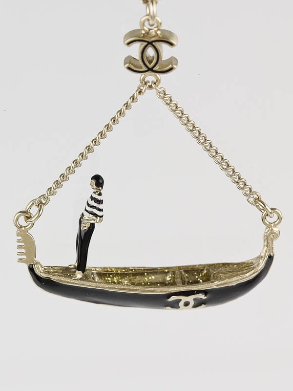 Chanel Pendant Necklace
 Chanel Black Gold Venice Gondola Charm Pendant Necklace