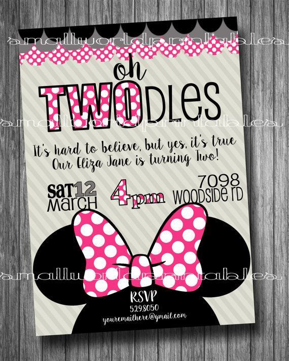 Cheap 1st Birthday Invitations
 Oh Twodles Invitations FREE Thank you Cards Toodles Minnie