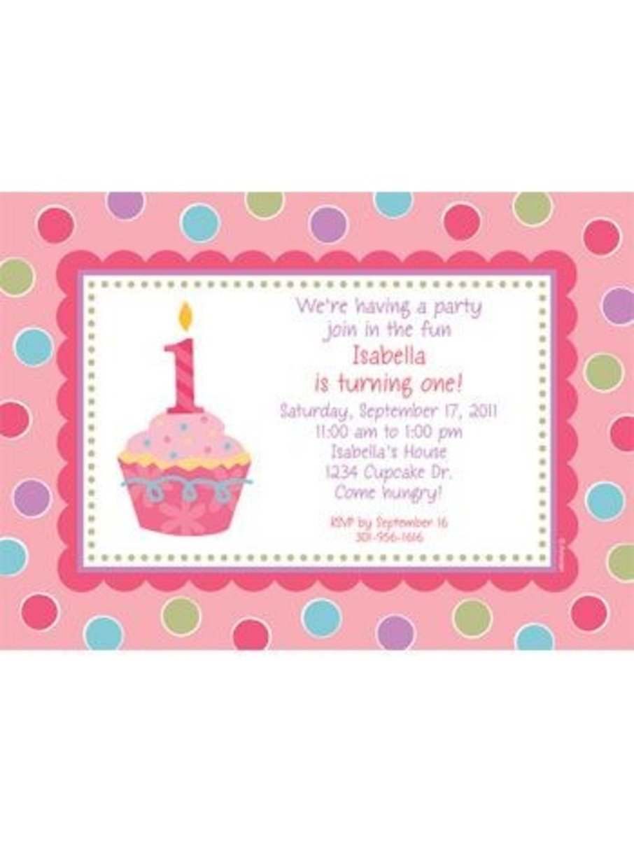 Cheap 1st Birthday Invitations
 Cupcake 1st Birthday Girl Personalized Invitation each
