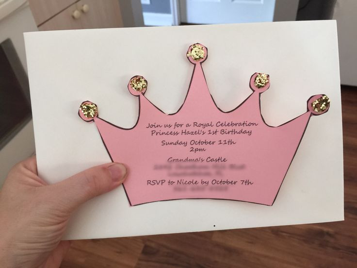 Cheap 1st Birthday Invitations
 Fun and cheap DIY invitation for a princess birthday baby