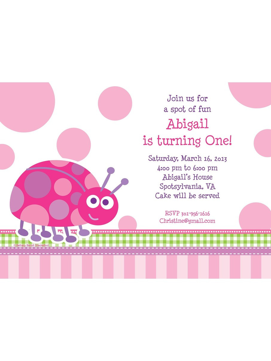 Cheap 1st Birthday Invitations
 First Birthday Ladybug Personalized Invitation each