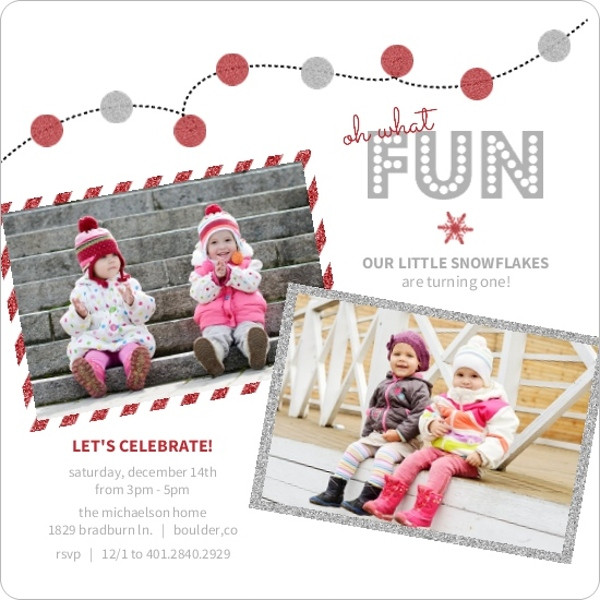 Cheap 1st Birthday Invitations
 Red Faux Glitter Party Lights Holdiay First Birthday