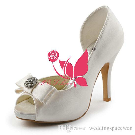 Cheap Ivory Wedding Shoes
 Brand New Cheap Shoes Ivory Satin Bridal Beads Shoes Peep