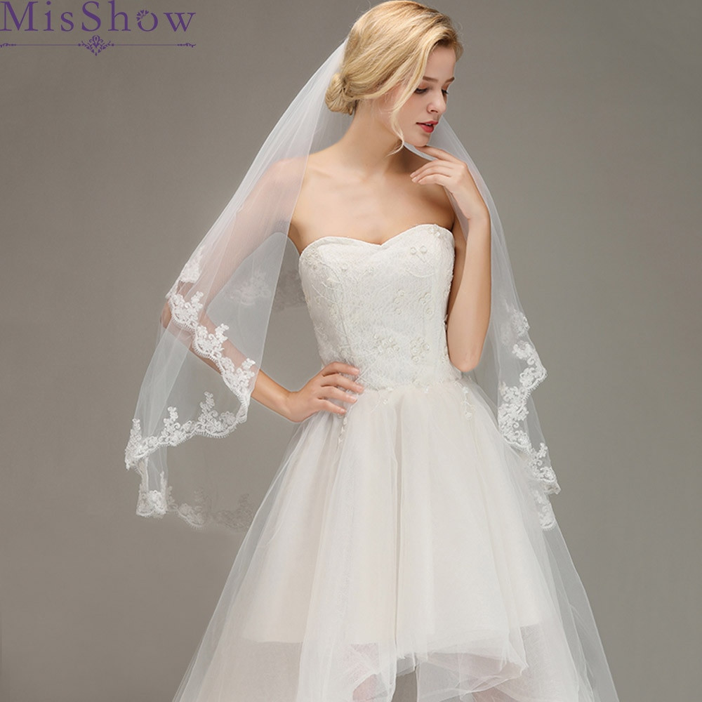 Cheap Veils For Wedding
 Simple Two Layers Short Tulle White Wedding Veils Cheap