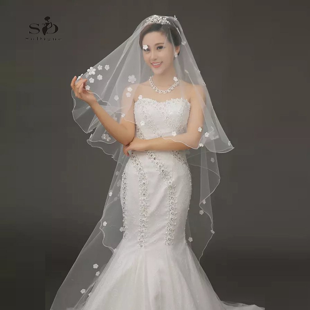 Cheap Veils For Wedding
 Wedding Veil Flowes 2 5meter Elegant Luxury Long Wedding