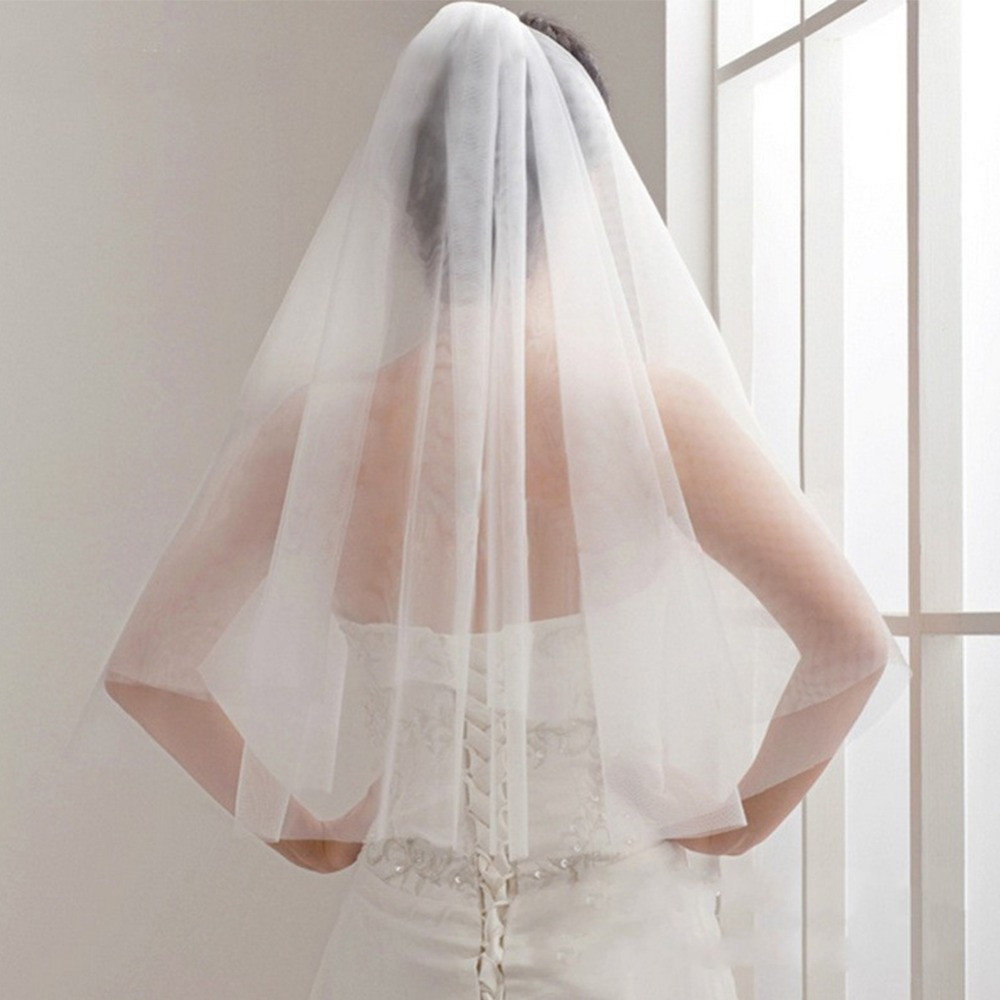 Cheap Veils For Wedding
 2019 Simple Short Tulle Wedding Veils Cheap White Ivory