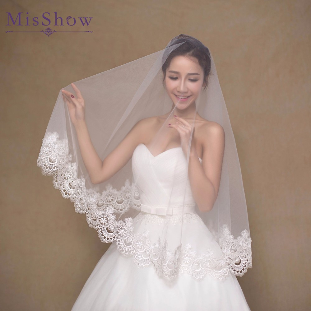 Cheap Veils For Wedding
 2018 Elegant Cheap Ivory White Wedding Veil Voile Mariage