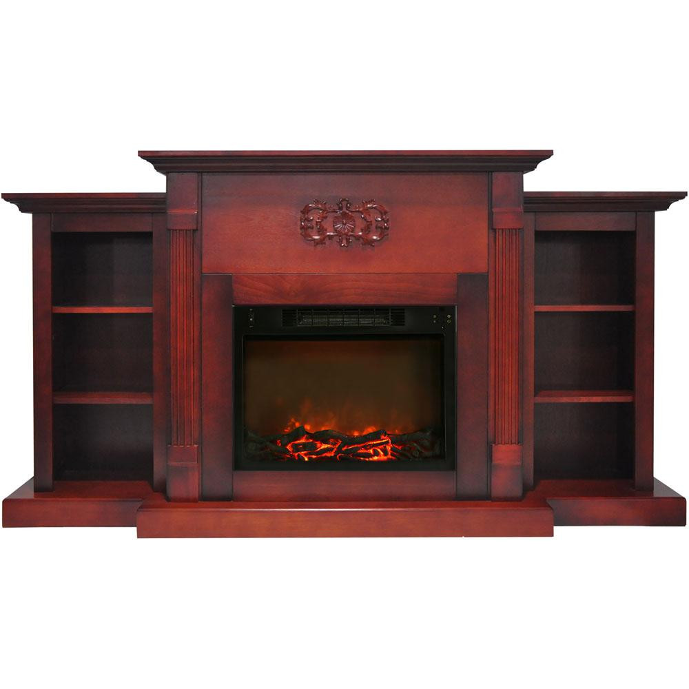Cherry Wood Electric Fireplace
 Hanover Classic 72 in Electric Fireplace in Cherry with
