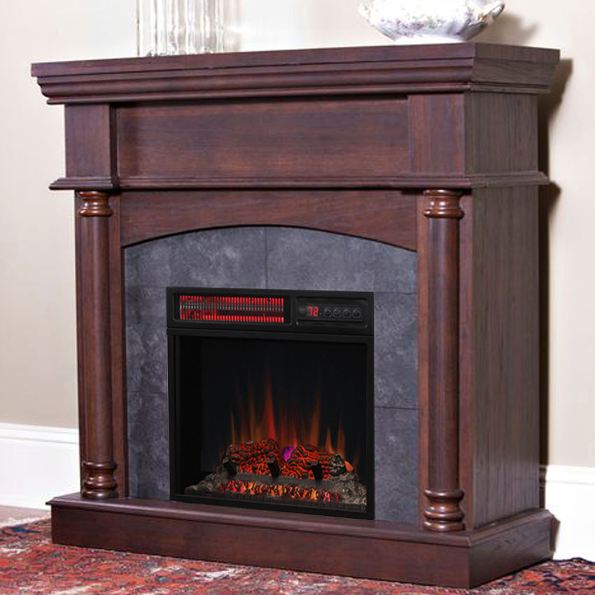 Cherry Wood Electric Fireplace
 Wexford Wall or Corner Infrared Electric Fireplace in