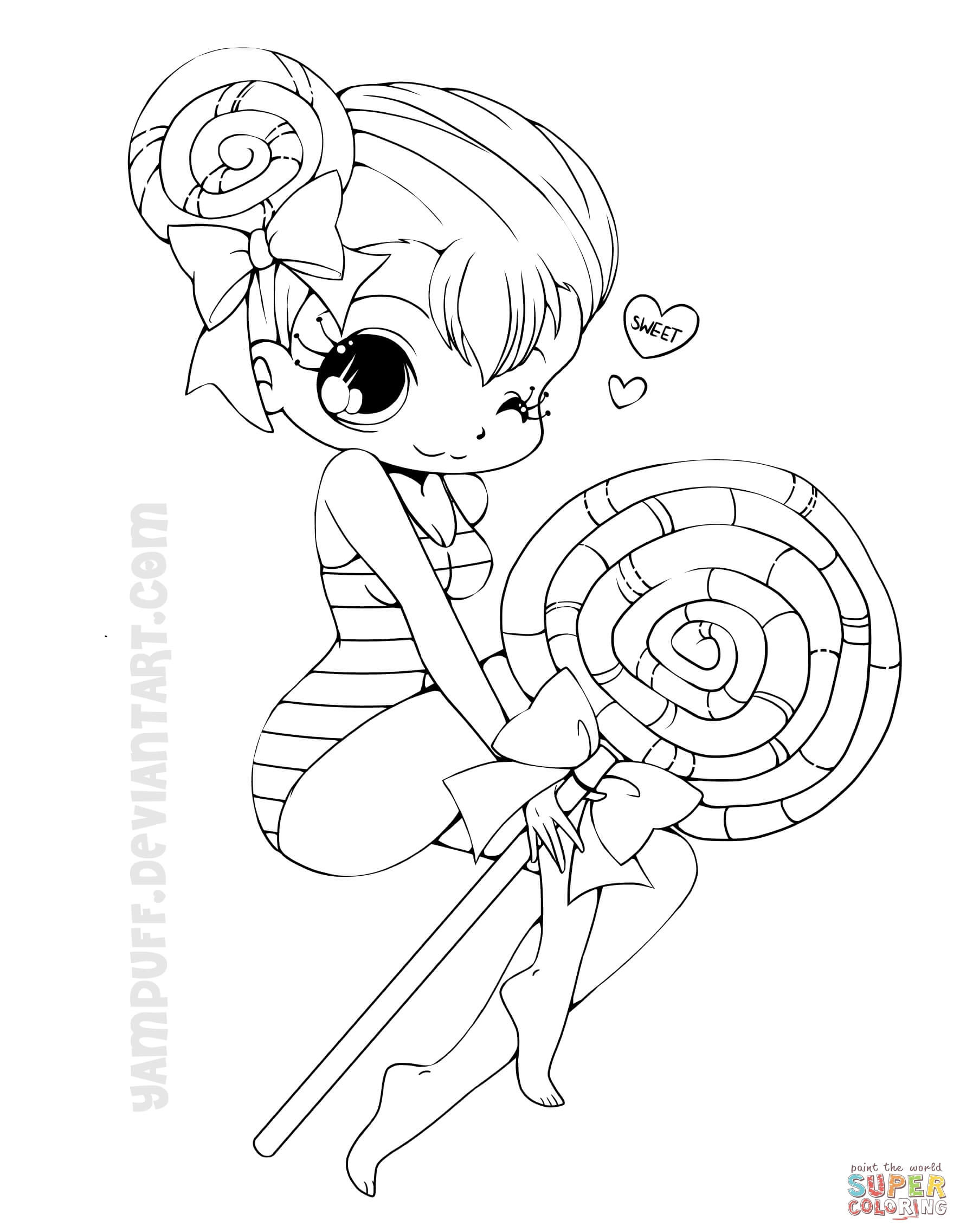 Chibi Girls Coloring Pages
 Chibi Lollipop Girl coloring page