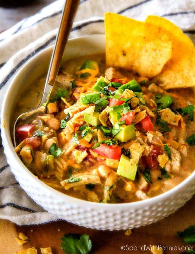 Chicken Chili Recipe Easy
 Slow Cooker Creamy White Chicken Chili Spend With Pennies