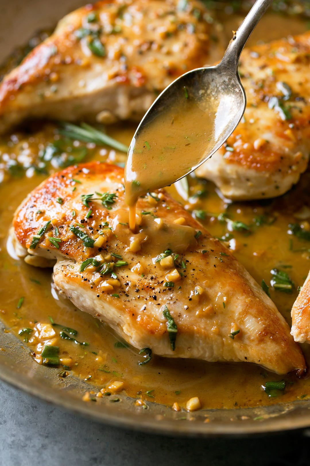 Chicken Pan Sauces
 Skillet Chicken Recipe with Garlic Herb Butter Sauce