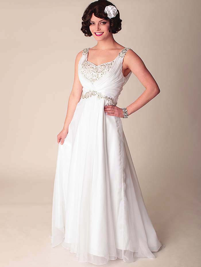 Chiffon Wedding Gown
 Draped White Chiffon Wedding Dress Vintage Inspired Bridal