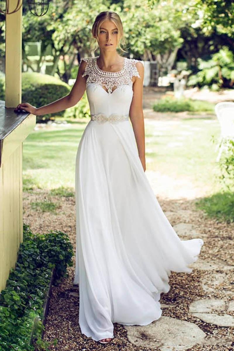 Chiffon Wedding Gown
 2019 Vintage Lace Chiffon Wedding Dresses Cheap Long