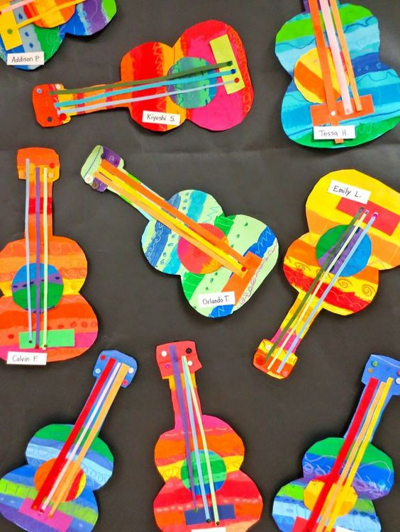 Child Art And Craft
 These collage guitars are adorable Perfect art project