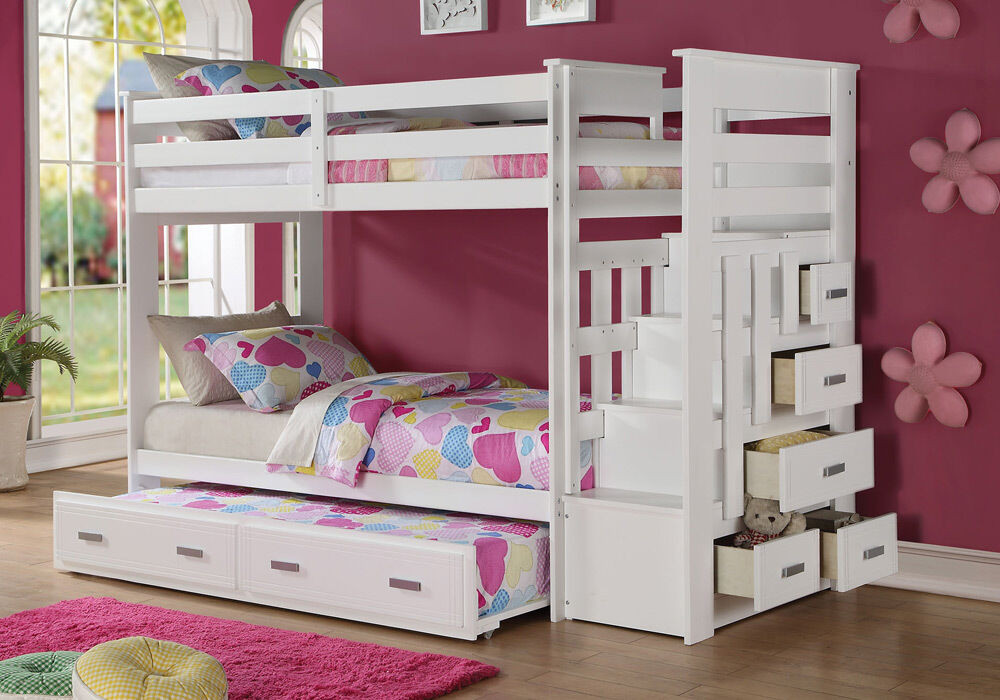 Child Bed With Storage
 Allentown Youth Kids Twin Bunk Bed Storage Stairway