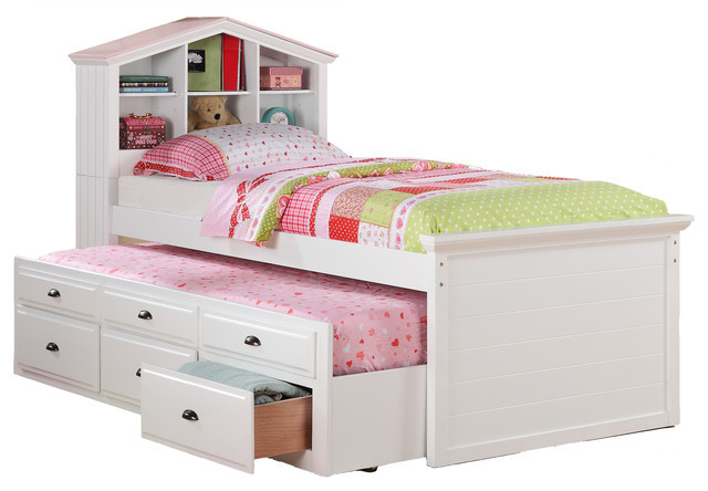 Child Bed With Storage
 Kids Twin Storage Captain Bed With Bookcase Headboard