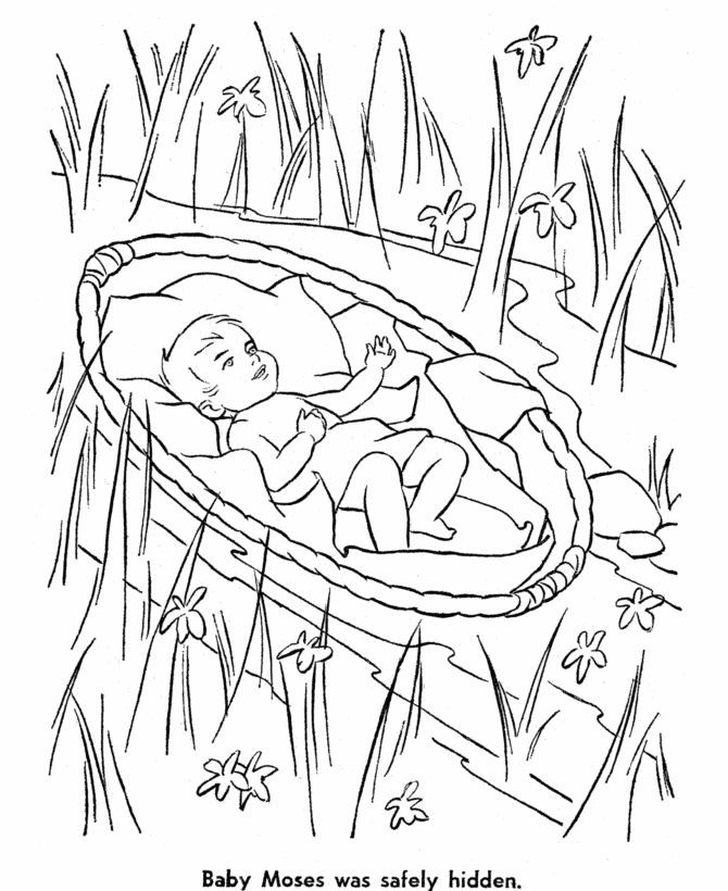 Children Bible Story Coloring Pages
 Bible Story characters Coloring Page Sheets Baby Moses