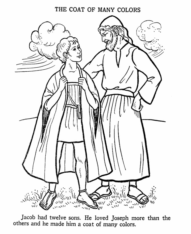 Children Bible Story Coloring Pages
 Joseph and the coat of many Colours Bible Story Colouring