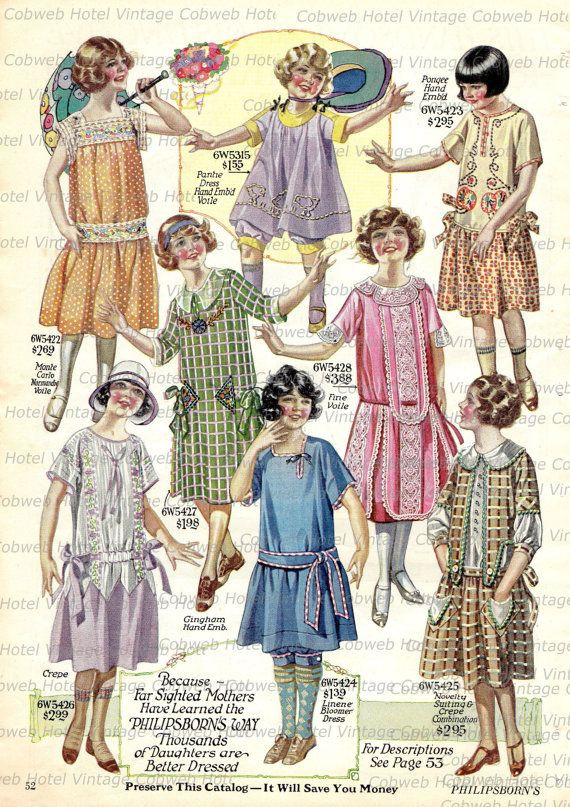 Children Fashion In The 1920S
 Instant Digital Download Vintage 1920s Children Girls