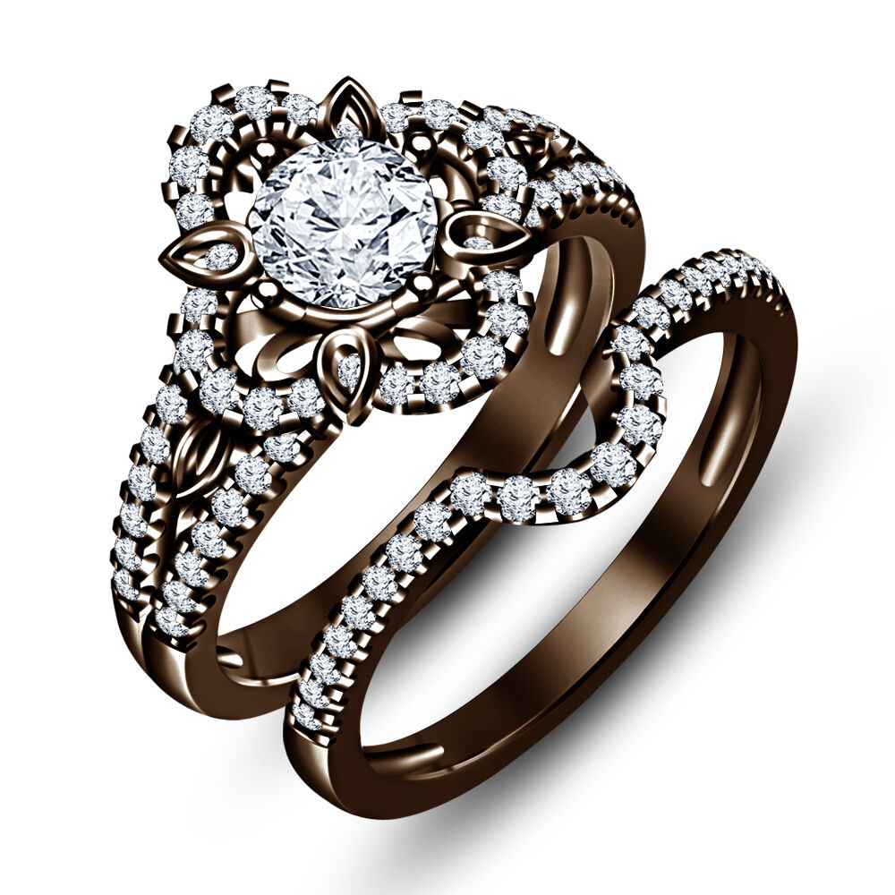 Chocolate Diamonds Wedding Rings
 1 1 2 Ct Simulated Diamond Chocolate Color 925 Silver