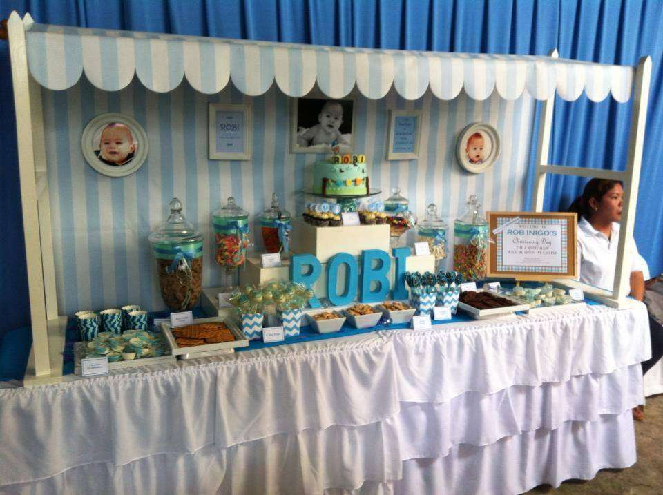 Christening Party Ideas For Baby Boy
 Baby boy blue Baptism Party Ideas 2 of 5
