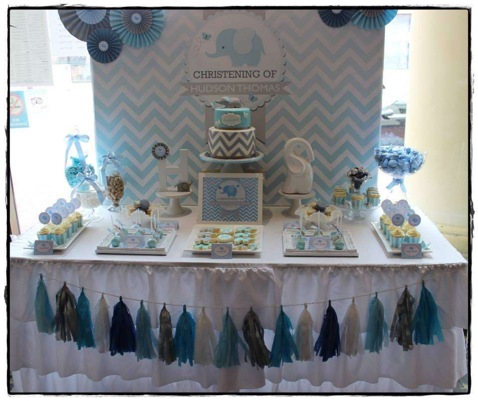 Christening Party Ideas For Baby Boy
 Chevron and Blue Elephant Baptism Party Ideas