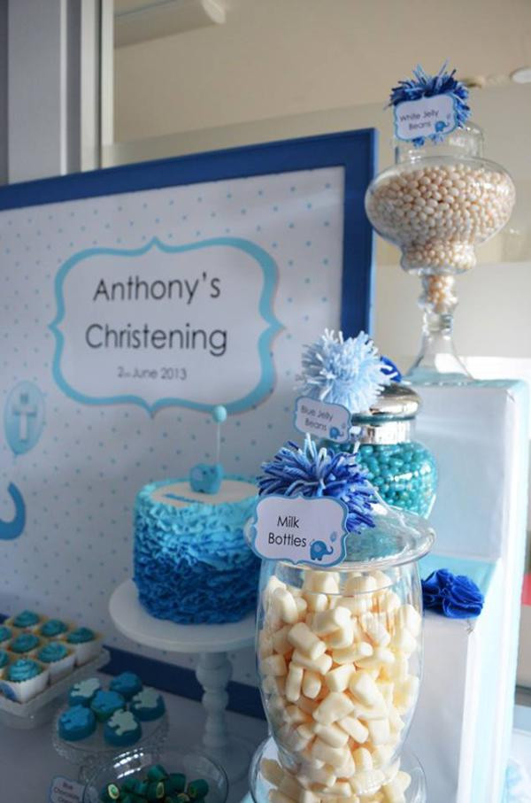 Christening Party Ideas For Baby Boy
 Kara s Party Ideas Blue Elephant Boy Christening Baptism