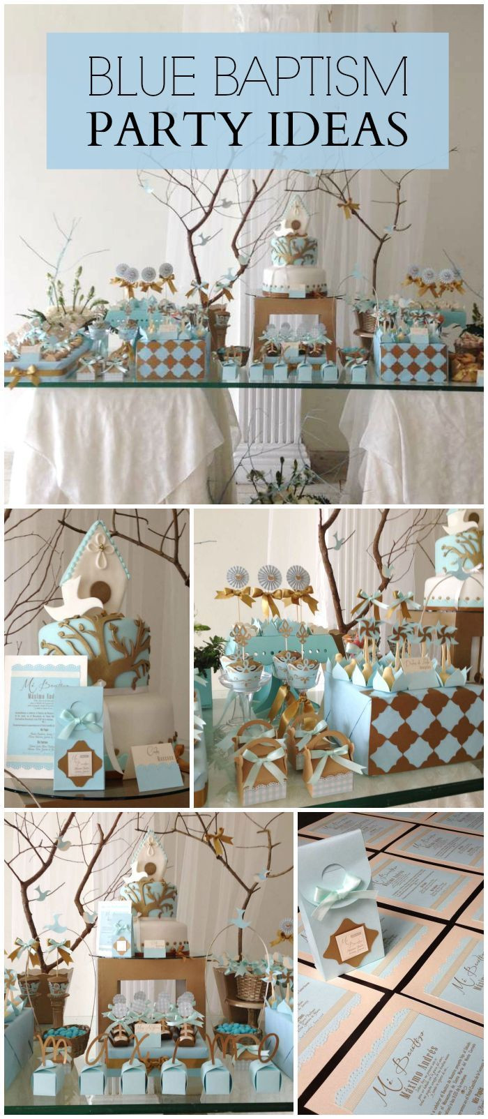 Christening Party Ideas For Baby Boy
 A blue baptism party for a baby boy with lovely party
