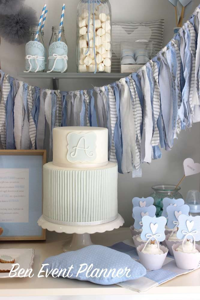 Christening Party Ideas For Baby Boy
 Lovely cake at a shabby chic baptism party See more party