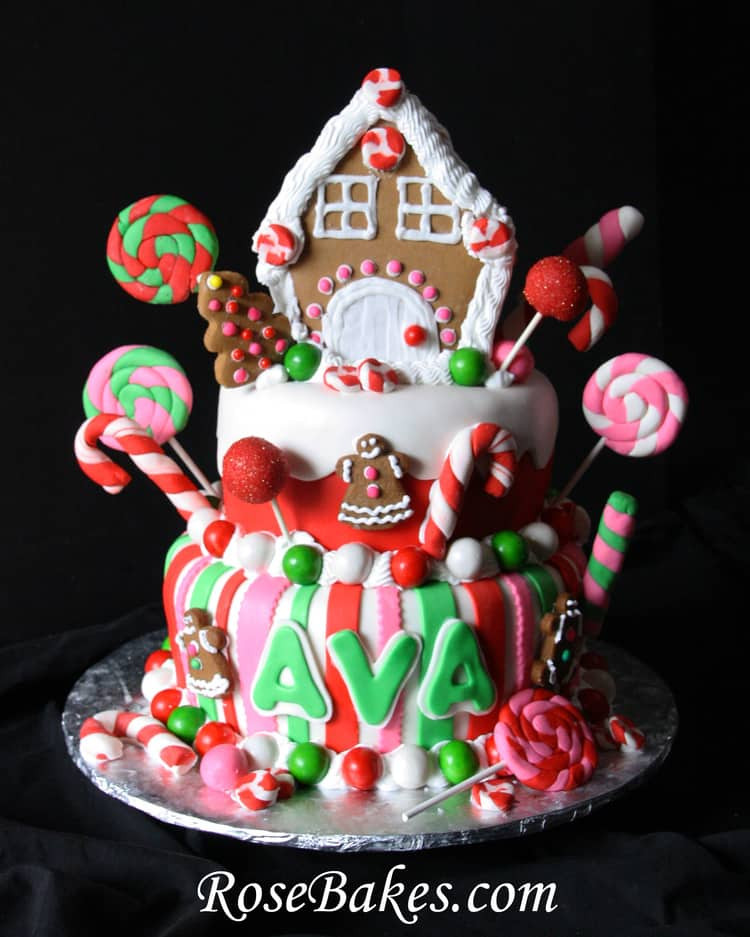 Christmas Birthday Cakes
 Gingerbread House Christmas Candy Birthday Cake