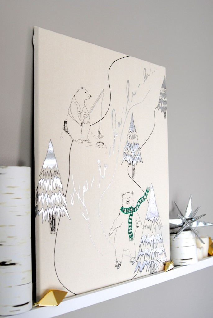 Christmas Canvas Paintings DIY
 Easy Christmas Art Idea Tea Towel Wrapped Canvas