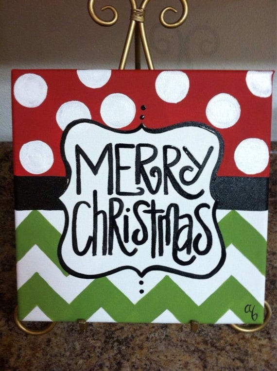 Christmas Canvas Paintings DIY
 Items similar to 12x12 Christmas Canvases on Etsy