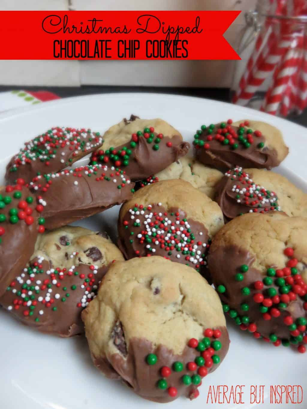 Christmas Choc Chip Cookies
 Christmas Dipped Chocolate Chip Cookies