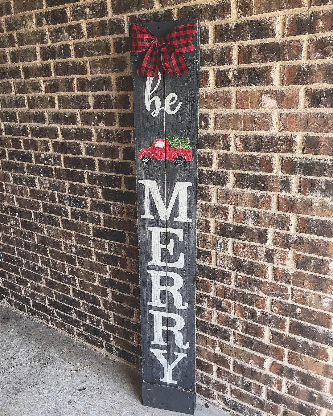 Christmas Porch Signs
 6FT Be Merry Porch Sign with Red Truck