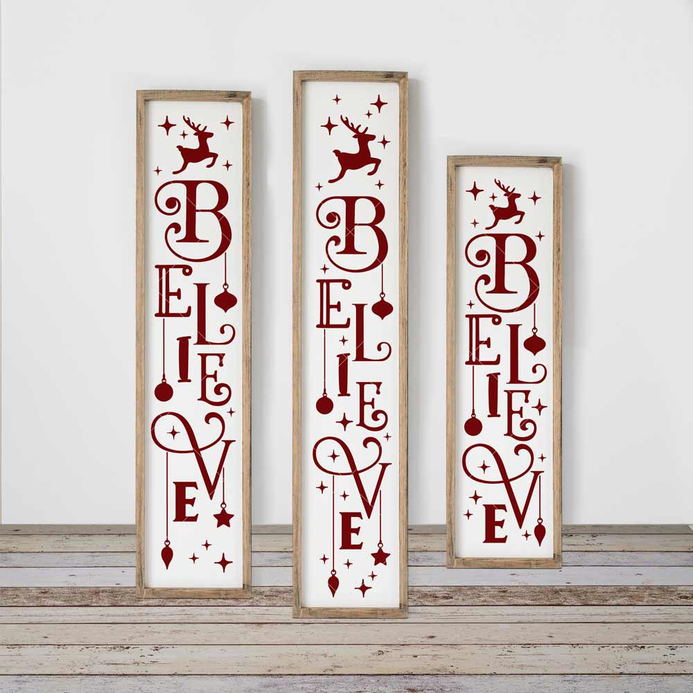 Christmas Porch Signs
 Believe Christmas Magic vertical SVG file for long front