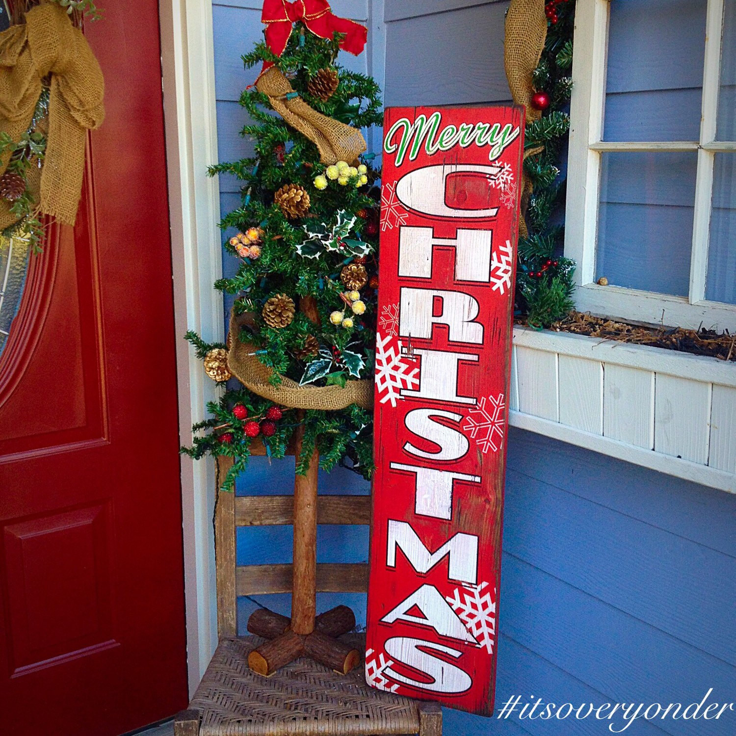 Christmas Porch Signs
 Wooden Sign Merry Christmas Vertical Southern Rustic