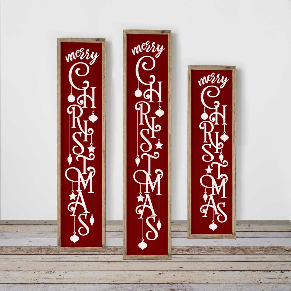 Christmas Porch Signs
 Merry Christmas ornaments vertical SVG file for long front