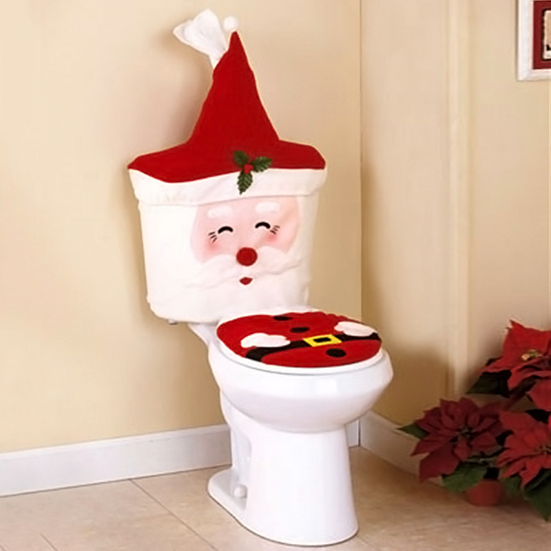 Christmas Toilet Seat
 2pcs Santa Toilet Seat Cover Bathroom Set Christmas Xmas