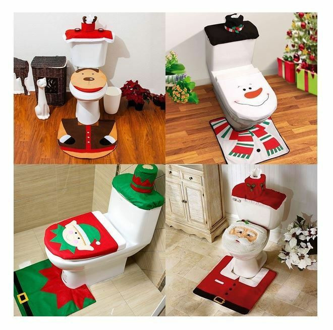 Christmas Toilet Seat
 Christmas Xmas Decoration Toilet Seat Cover Set Santa Elf