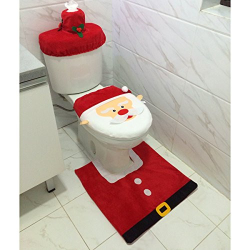 Christmas Toilet Seat
 Santa Toilet Toilet Tank Covers Seat Cover and Rug Set
