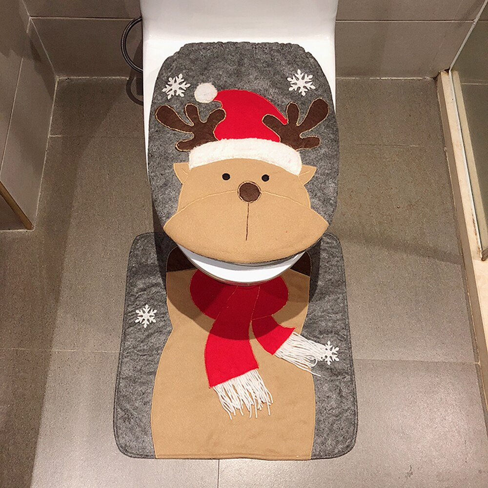 Christmas Toilet Seat
 2 PCS Santa Claus Rug Bathroom Set Christmas Toilet Seat