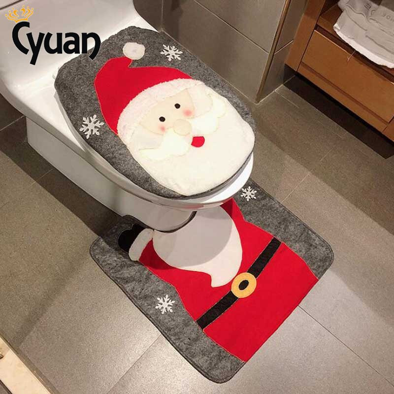 Christmas Toilet Seat
 Cyuan 1set Christmas Toilet Seat Decoration Bathroom