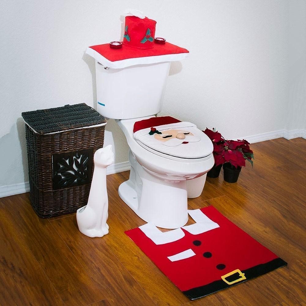 Christmas Toilet Seat
 Christmas Toilet Seat Carpet Bathroom Decorations