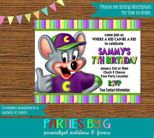 Chuck E Cheese Birthday Party Price
 Chuck E Cheese Birthday Party Invitations Personalized