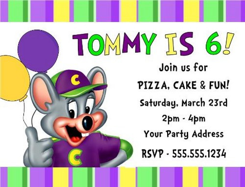 Chuck E Cheese Birthday Party Price
 Chuck E Cheese Birthday Party Invitations Personalized